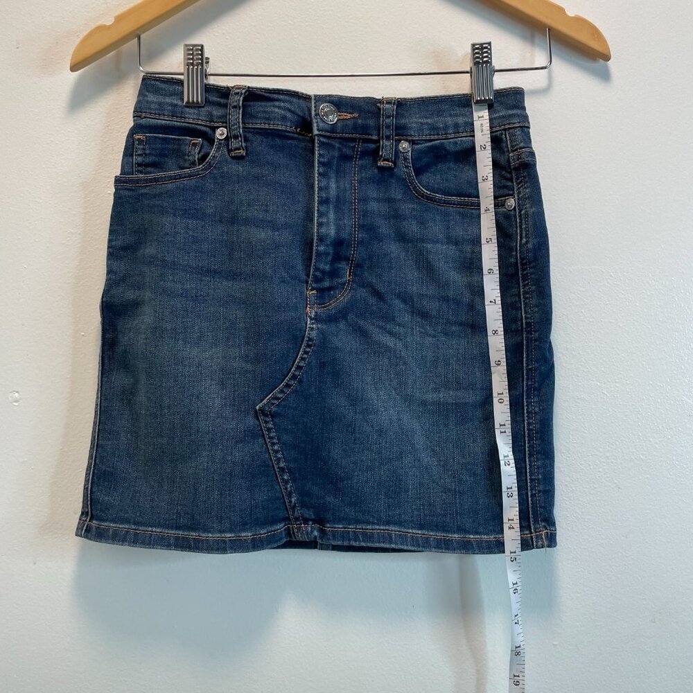 Free People We the Free Blue Mini Denim Skirt Size 25 (XS) Y2K Style - Picture 5 of 12